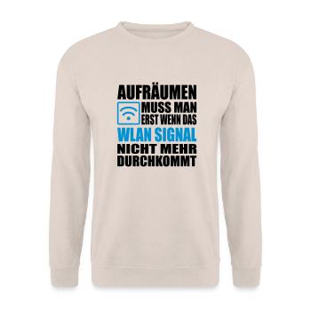 aufräumen chaot wlan - Unisex Pullover - Sand - Vorne - Alina (178cm) & Michal (187cm)