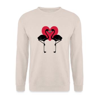 + Heart = Love Flamingos - Unisex Sweatshirt - sand - Front - Alina (178cm) & Michal (187cm)