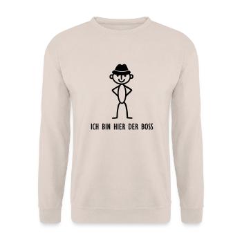 Strichmännchen - Boss - Unisex Pullover - Sand - Vorne - Alina (178cm) & Michal (187cm)