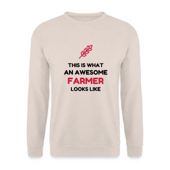 Landwirt / Bauer / Landwirtschaft / Traktor - Unisex Pullover - Sand - Vorne - Alina (178cm) & Michal (187cm)