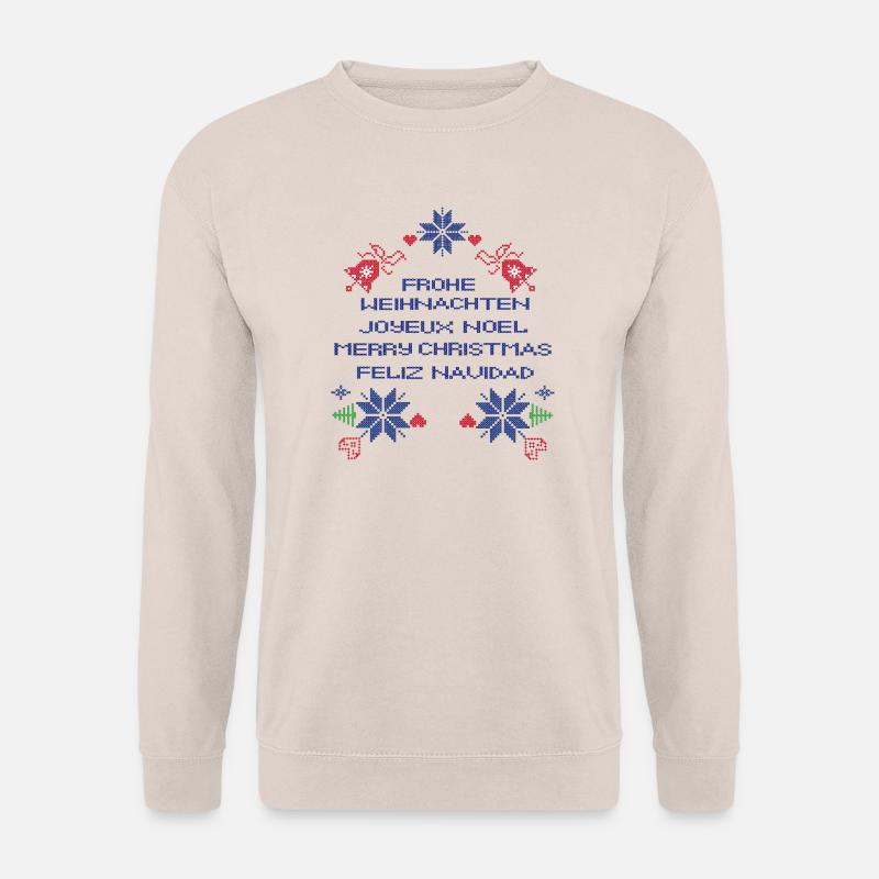 Frohe Weihnachten, Merry Christmas, Feliz Navidad, - Unisex Pullover - Sand