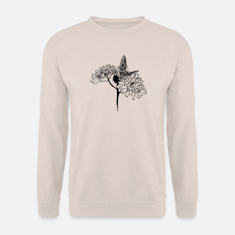 Schmetterling auf Blüten - Unisex Pullover - Sand
