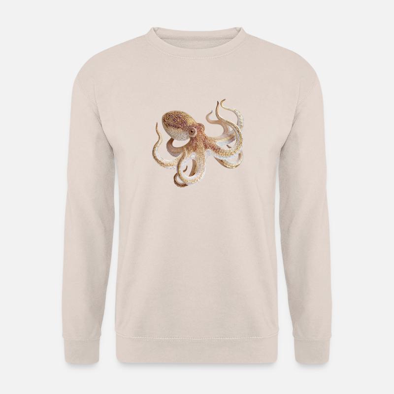 Oktopus Netzmuster – Maritimer Stil - Unisex Pullover - Sand