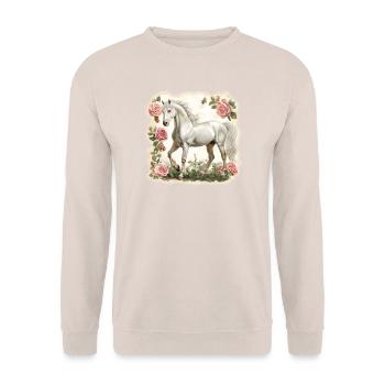 Fleurs vintage pour chevaux - Sweat-shirt Unisexe - sable - Devant - Alina (178cm) & Michal (187cm)