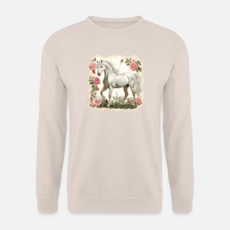 Pferd Vintage Blumen - Unisex Pullover - Sand