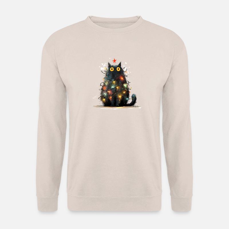 Chat de Noël Chat Noir comme Sapin de Noël - Sweat-shirt Unisexe - sable