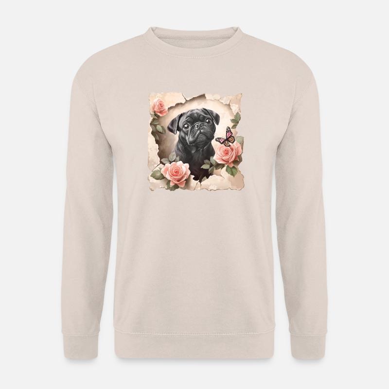 Mops mit Schmetterling - Unisex Pullover - Sand