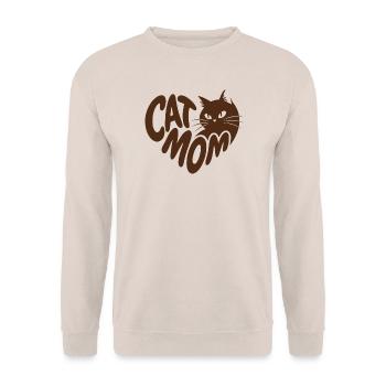 Cat Mom Cat Mom Retro Typo - Unisex Sweatshirt - sand - Front - Alina (178cm) & Michal (187cm)