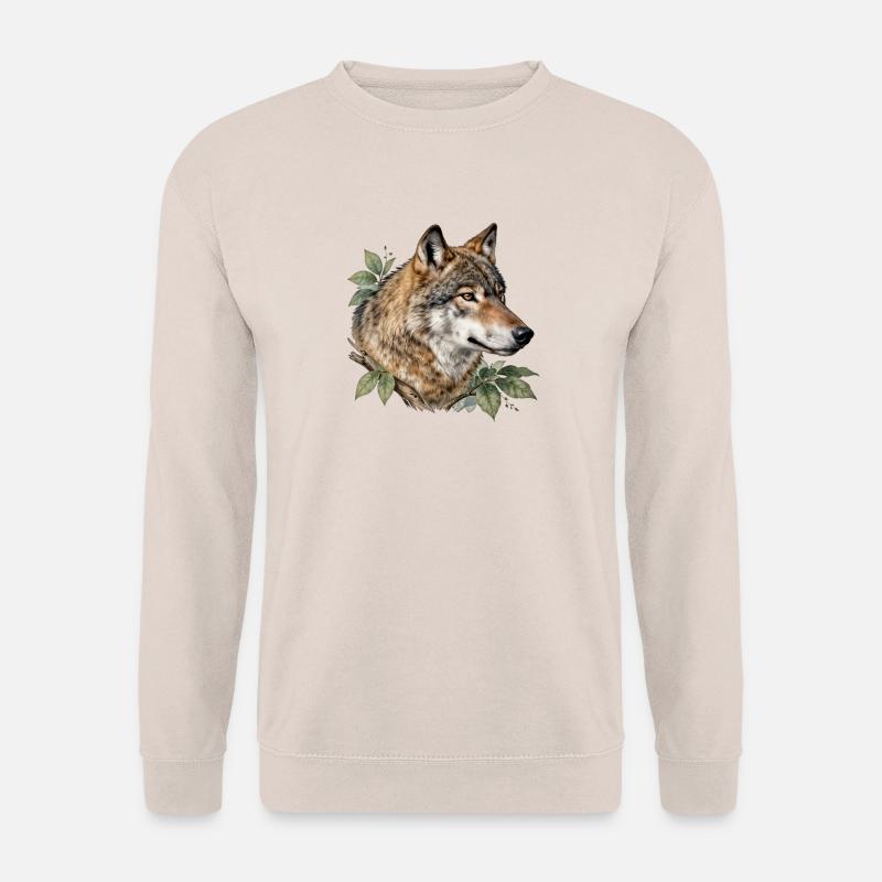 Wolf umgeben von Laub - Unisex Pullover - Sand