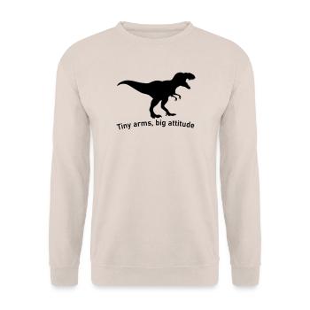 Kleine Hände großes Ego großer Dinosaurier T-Rex - Unisex Pullover - Sand - Vorne - Alina (178cm) & Michal (187cm)