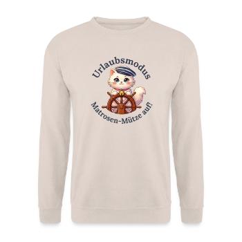 Urlaubsmodus: Matrosen-Mütze auf - Unisex Pullover - Sand - Vorne - Alina (178cm) & Michal (187cm)