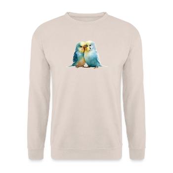 Wellensittiche - Unisex Pullover - Sand - Vorne - Alina (178cm) & Michal (187cm)
