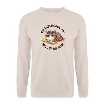 Kater Urlaubsmodus Insel Spruch - Unisex Pullover - Sand - Vorne - Alina (178cm) & Michal (187cm)