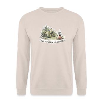 Living on Espresso & Dirt Roads - Unisex Sweatshirt - sand - Front - Alina (178cm) & Michal (187cm)
