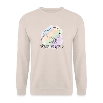 Illustration de l’aquarelle d’un oiseau kiwi du World Tour - Sweat-shirt Unisexe - sable - Devant - Alina (178cm) & Michal (187cm)