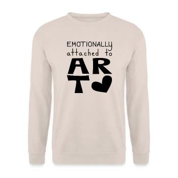 Emotional an Kunst gebunden, schwarz - Unisex Pullover - Sand - Vorne - Alina (178cm) & Michal (187cm)
