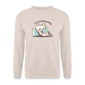 Ich bin heute sehr beschäftigt - Unisex Pullover - Sand - Vorne - Alina (178cm) & Michal (187cm)