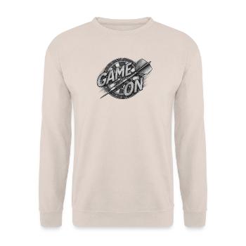 Game On Dartboard Druckmotiv - Unisex Pullover - Sand - Vorne - Alina (178cm) & Michal (187cm)