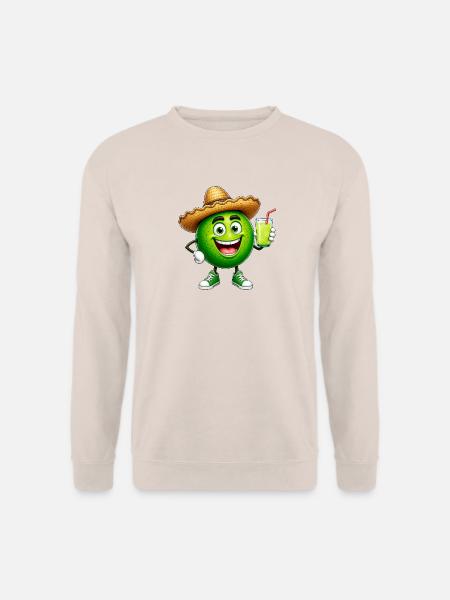Happy Lime mit einem Getränk - Unisex Pullover - Sand
