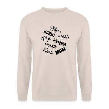 Mama Schriftzug Lettering Mutter Geschenkidee - Unisex Pullover - Sand - Vorne - Alina (178cm) & Michal (187cm)