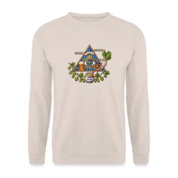 Weißwurst-Mysterium – Bayerisches Mosaik - Unisex Pullover - Sand - Vorne - Alina (178cm) & Michal (187cm)