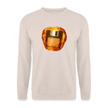 Diskette in Bernstein versenkt - Unisex Pullover - Sand - Vorne - Alina (178cm) & Michal (187cm)