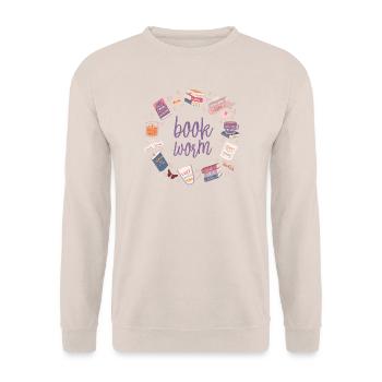Bücherwurm Buchliebhaber Leseratte Geschenkidee - Unisex Pullover - Sand - Vorne - Alina (178cm) & Michal (187cm)