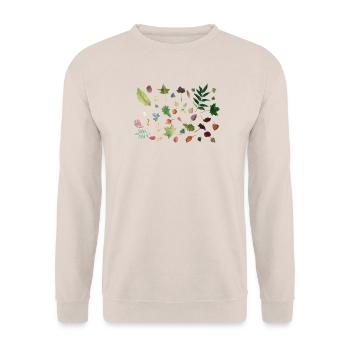 Blätter - Unisex Pullover - Sand - Vorne - Alina (178cm) & Michal (187cm)