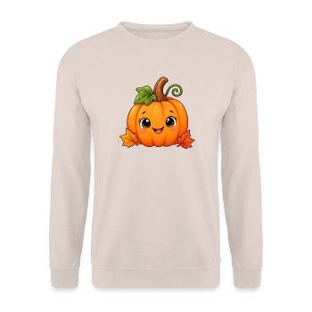 Süßer Kürbis – Herbst & Halloween T- Shirt - Unisex Pullover - Sand - Vorne - Alina (178cm) & Michal (187cm)