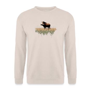 Wildschwein - Unisex Pullover - Sand - Vorne - Alina (178cm) & Michal (187cm)