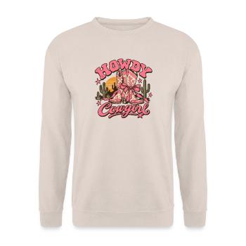 Vintage-rosa Howdy Lady Cowboy-Stiefel - Unisex Pullover - Sand - Vorne - Alina (178cm) & Michal (187cm)