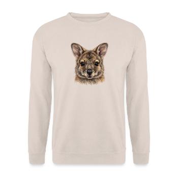Quokka Australien Souvenir Be Happy Shirt - Unisex Pullover - Sand - Vorne - Alina (178cm) & Michal (187cm)