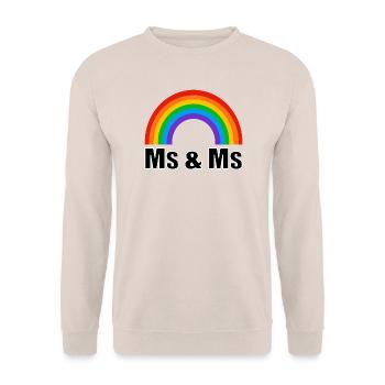 Lesbische Hochzeit - Unisex Pullover - Sand - Vorne - Alina (178cm) & Michal (187cm)