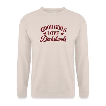 Good Girls Love Dachshunds - Unisex Pullover - Sand - Vorne - Alina (178cm) & Michal (187cm)