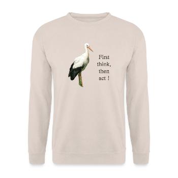 Storch First think, then act! - Unisex Pullover - Sand - Vorne - Alina (178cm) & Michal (187cm)