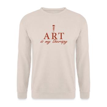 Kunst ist meine Therapie – Kreativ & Künstler - Unisex Pullover - Sand - Vorne - Alina (178cm) & Michal (187cm)