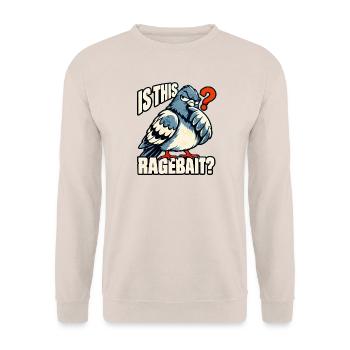Ragebait Jugendwort 2026 Taube Meme - Unisex Pullover - Sand - Vorne - Alina (178cm) & Michal (187cm)
