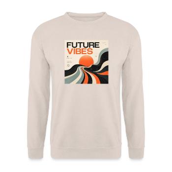 Zukunfts Vibes Retrostil - Unisex Pullover - Sand - Vorne - Alina (178cm) & Michal (187cm)