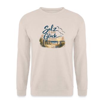 Salz im Haar Glück im Herzen - Unisex Pullover - Sand - Vorne - Alina (178cm) & Michal (187cm)