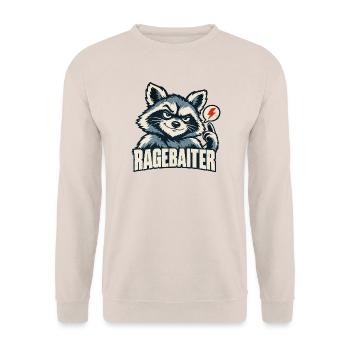 Ragebaiter Waschbär Ragebait Jugendwort 2026 - Unisex Pullover - Sand - Vorne - Alina (178cm) & Michal (187cm)
