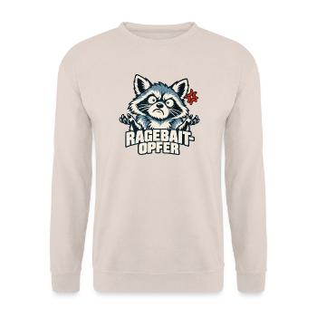 Ragebait Opfer Waschbär Jugendwort 2026 lustig - Unisex Pullover - Sand - Vorne - Alina (178cm) & Michal (187cm)