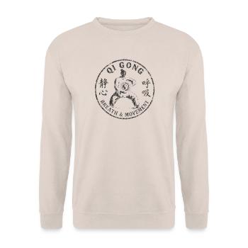 Vintage Qi Gong Atembewegung Yin Yang - Unisex Pullover - Sand - Vorne - Alina (178cm) & Michal (187cm)