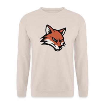 Angry Fox Maskottchen – Fettes Sportlogo - Unisex Pullover - Sand - Vorne - Alina (178cm) & Michal (187cm)