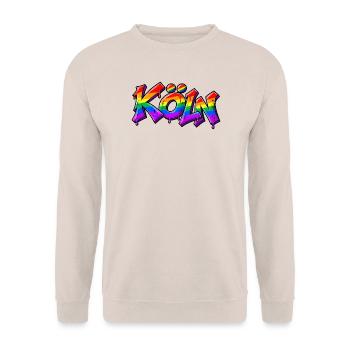 Köln Graffiti 🌈 - Unisex Pullover - Sand - Vorne - Alina (178cm) & Michal (187cm)