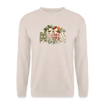 Beste Mama – Weihnachten Geschenk - Unisex Pullover - Sand - Vorne - Alina (178cm) & Michal (187cm)