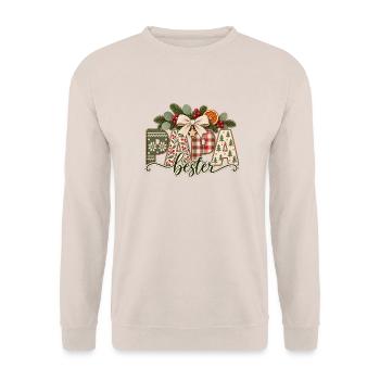 Bester Papa– Weihnachten Geschenk - Unisex Pullover - Sand - Vorne - Alina (178cm) & Michal (187cm)