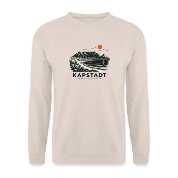 Kapstadt Küstenblick Linienstil - Unisex Pullover - Sand - Vorne - Alina (178cm) & Michal (187cm)