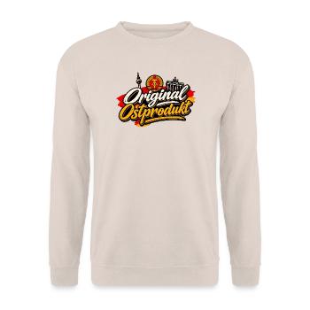 Original Ostprodukt DDR Nostalgie Fernsehturm - Unisex Pullover - Sand - Vorne - Alina (178cm) & Michal (187cm)