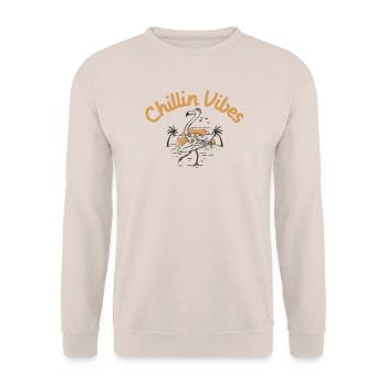 Chillin Vibes Flamingo Sunset - Unisex Pullover - Sand - Vorne - Alina (178cm) & Michal (187cm)