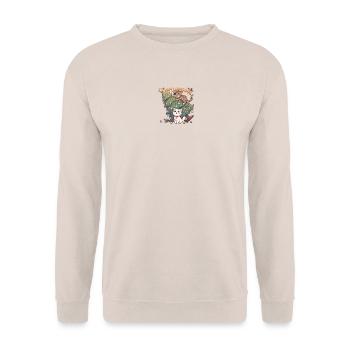 Happy Christmas – Süße Katzen & Weihnachtschaos - Unisex Pullover - Sand - Vorne - Alina (178cm) & Michal (187cm)